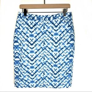NWT Banana Republic Blue and white knee length business casual pencil skirt sz 8